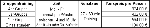 Preise Kinder, Jugendliche und Studenten