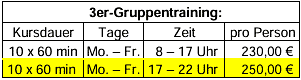 Preise 3er-Gruppentraining